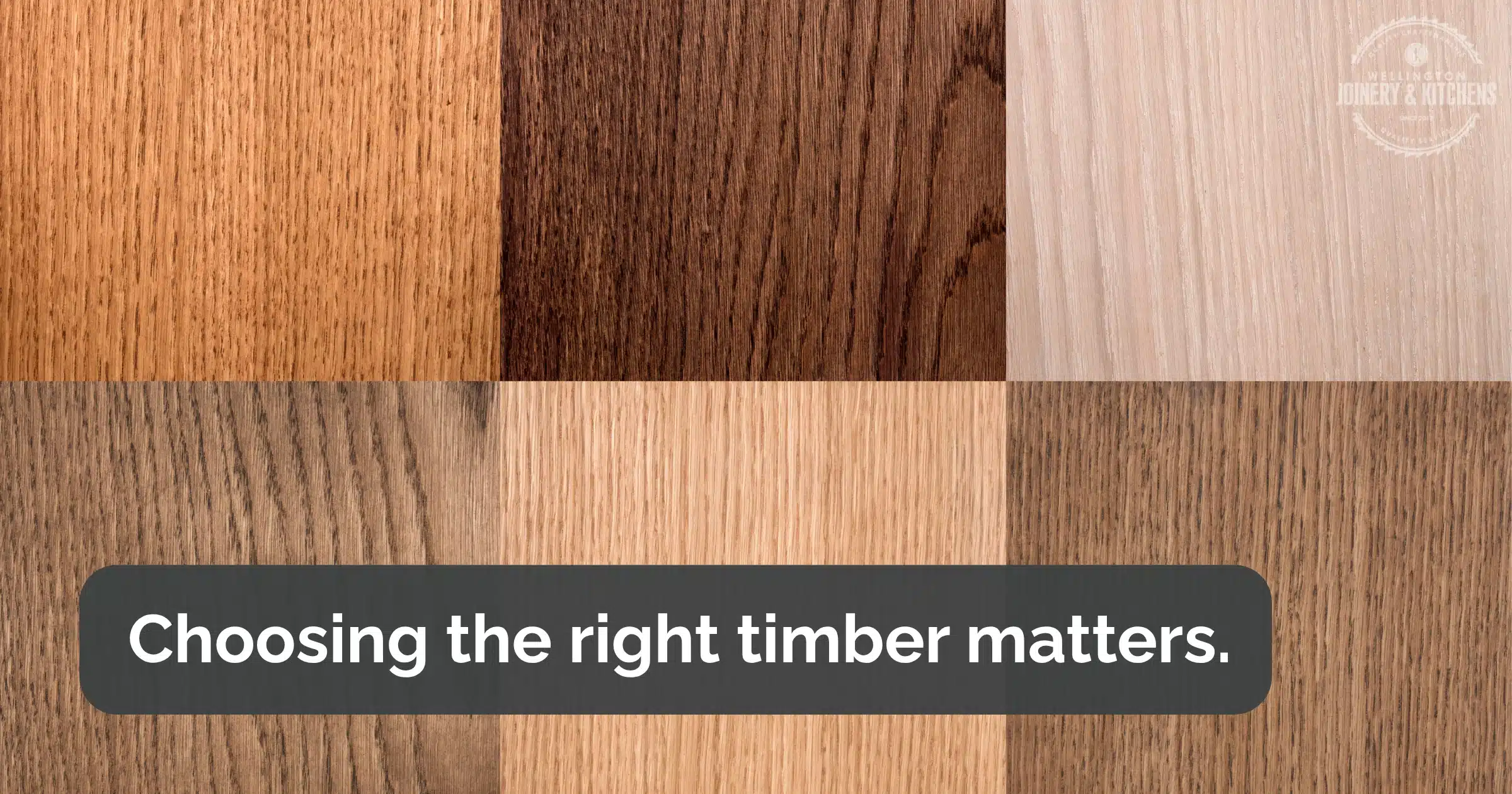 A variety of timber samples in different shades and textures.